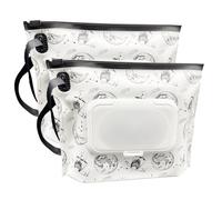 FITULABO Distributeur de lingettes humides portable rechargeable - Lot de 2 porte-lingettes réutilisables pour bébé et pochette pour lingettes humides, distributeur de lingettes pour voyage, maison
