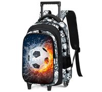 Fitvc Sac à dos à roulettes pour garçons - Sac à dos à roulettes pour adolescents, Soccer-001-backpack Only