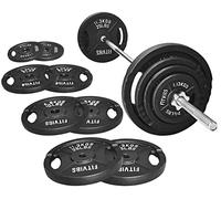 Fitvids Disques de poids standard en fonte avec haltères standard de 1,5 m avec verrous en étoile, ensemble de 43,1 kg (plaques de 38,6 kg + barre de 4,5 kg), plusieurs paquets, style #2