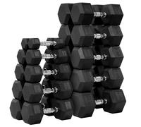 Fitvids Ensemble d'haltères hexagonales recouvertes de caoutchouc avec poignée profilée pour tonifier les muscles, renforcer la force et l'entraînement complet du corps, 27,2 kg, 45,4 kg, 68 kg et 250