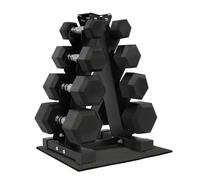 Fitvids Ensemble d'haltères hexagonaux revêtus de caoutchouc et support de rangement, ensemble de 45,4 kg ou 68 kg, paires de 2,3 à 9,1 kg ou paires de 2,3 à 11,3 kg