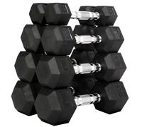 Fitvids Haltères hexagonales recouvertes de caoutchouc, lot comprenant 5, 10, 15, 9 kg paires