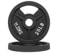 Fitvids Olympic Lot de 2 plaques de poids en fonte 5,1 cm pour entraînement en force et haltérophilie, poids multiples disponibles, 11,3 kg