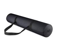 Fitvids Tapis de yoga multi-usages de 6,35 mm, haute densité, anti-déchirure, avec sangle de transport, noir