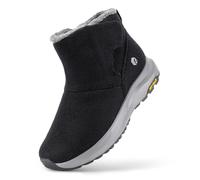 FitVille Bottes d'hiver Pieds Larges pour Homme Bottines de Neige Doublées Chaudes Chaussures Scratch Hiver Basse Plates d'extérieur Antidérapantes Noir 47 EU X-Large