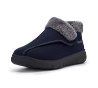FitVille Bottes Homme Hiver Diabétiques Extra Large Bottines de Neige Chaudes et Saines pour les Gonflements Chaussons bleu ardoise 45 EU Large
