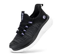 FitVille Chaussures de Marche Femme Pieds Larges Chaussure Sport Course Slip-on Sneakers Basket Fitness Femme Legere Noir 35.5 EU X-Large