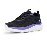 FitVille Chaussures de Running Femme Large Basket de Marche Femme Antidérapant Multisport Outdoor Sneakers Noir Violet 38 EU Large