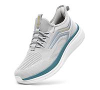 FitVille Chaussures de Running Homme Extra Larges - Basket de Marche Homme Confortable Sneakers Basquette Legere Graphite avec Bord Bleu Sarcelle 50 EU Large