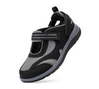 FitVille Chaussures pour Femmes à Pieds Larges Chaussures de Marche Confortables et Respirantes Sandales avec Soutien de la Voûte Plantaire Noir 41 EU X-Large