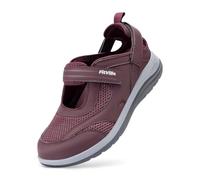 FitVille Chaussures pour Femmes à Pieds Larges Chaussures de Marche Confortables et Respirantes Sandales avec Soutien de la Voûte Plantaire Rouge 38.5 EU X-Large