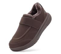 FitVille Chaussures Scratch Homme Pieds Larges Hiver avec Doublure Thermique Chaussons Chaudes en Peluche pour l'extérieur et l'intérieur brun cuivré 50 EU X-Large