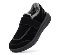 FitVille Chaussures Scratch Homme Pieds Larges Hiver avec Doublure Thermique Chaussons Chaudes en Peluche pour l'extérieur et l'intérieur Noir 50 EU Large