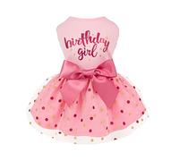 Fitwarm Birthday Girl Robe en Tulle pour Chien et Chat de Petite Taille Rose Taille M