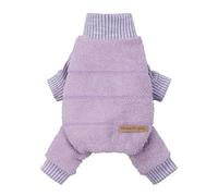 Fitwarm Spliced Pyjama en forme de chien - Vêtements d'hiver pelucheux pour petits chiens - Manteau confortable pour animal de compagnie - Violet - Taille M