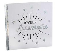 Fitwish 1001decotable - Livre d'or Joyeux Anniversaire Blanc et Argent métallisé
