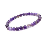 FitYo Bracelet en Pierre Naturelle - Amazonite, Améthyste, Onyx, Quartz Rose… - Perles 4, 6, 8 ou 10 mm - Bijou Énergie & Lithothérapie (Améthyste 6 mm)