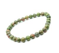 FitYo Bracelet en Pierre Naturelle - Amazonite, Améthyste, Onyx, Quartz Rose… - Perles 4, 6, 8 ou 10 mm - Bijou Énergie & Lithothérapie (Unakite 6 mm)