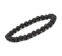 FitYo Bracelet en Pierre Naturelle - Amazonite, Améthyste, Onyx, Quartz Rose… - Perles 4, 6, 8 ou 10 mm - Bijou Énergie & Lithothérapie (Pierre de Lave 6 mm)