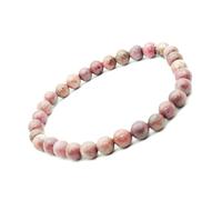 FitYo Bracelet en Pierre Naturelle - Amazonite, Améthyste, Onyx, Quartz Rose… - Perles 4, 6, 8 ou 10 mm - Bijou Énergie & Lithothérapie (Rhodochrosite 6 mm)
