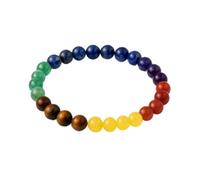 FitYo Bracelet en Pierre Naturelle - Amazonite, Améthyste, Onyx, Quartz Rose… - Perles 4, 6, 8 ou 10 mm - Bijou Énergie & Lithothérapie (7 Chakras 6 mm)