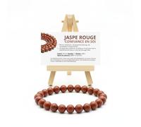 FitYo Bracelet en Pierre Naturelle - Amazonite, Améthyste, Onyx, Quartz Rose… - Perles 4, 6, 8 ou 10 mm - Bijou Énergie & Lithothérapie (Jaspe Rouge 8 mm)