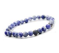 FitYo Bracelet en Pierre Naturelle - Amazonite, Améthyste, Onyx, Quartz Rose… - Perles 4, 6, 8 ou 10 mm - Bijou Énergie & Lithothérapie (Sodalite 6 mm)
