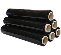 FitYo - Rouleau de Film Plastique Etirable & Noir - Résistant, pour Emballage et Palettes - Protège & Maintient vos Envois - 500 mm x 200 mètres, Epaisseur de 23 Microns - 6 Rouleaux