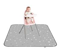 Fitzulam Tapis anti-éclaboussures pour chaise haute, facile à nettoyer, protection du sol, imperméable et antidérapant, 132 x 132 cm, motif : triangle gris
