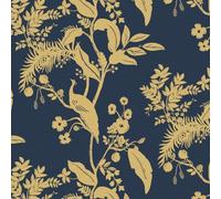 Fiula 44 Cm X 5 M Papier Peint Oiseau Phoenix Papier Adhesif Pour Meuble Bleu Foncé Gold Papier Autocollant Pour Meuble Papier Peint Fleur Papier Adhésif Décoratif Meuble Vintage Imperméable Salon