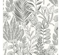 Fiula Feuilles De Papier Peint Autocollant 41Cm X 5M Tropical Film Adhésif Pour Meubles En Vinyle Imperméable Pour Salon, Chambre À Coucher Beige Et Gris Amovible