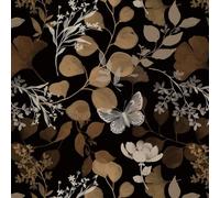 Fiula Papier Peint Autocollant Vintage Avec Motifs De Fleurs Papillons Et Feuilles Décoration Murale Pour Meubles Salon Chambre À Coucher Imperméable Vinyle Marron Foncé Et Blanc 41Cm X 3M