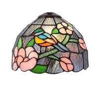 Fiunkes Abat-Jour de Style Tiffany de 8 Pouces, Violet, Rose et Jaune, en vitrail, en Forme d'oiseau et de Fleur, pour Lampe de Table, plafonnier, lampadaire, Abat-Jour en Verre texturé Effet Eau.