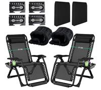 Fiutazge 2Pcs 77cm UltraLarge Chaise Longue Jardin Exterieur,Zero Gravity Transat De Plage Pliable avec Coussin,Appui-tête,Repose-Pieds,Porte-Boisson pour Patio,Plage,Piscine,Camping,Salon-Noir