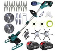 Fiutazge Debrouissalleuses Batterie, Coupe Bordure sans Fil 4 en 1, Débroussailleuse sans Fil avec 2 Batteries 4.0 Ah et Brosse Désherbage, pour Jardin Élagage (Bleu)