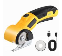 FIVAVA Coupe-carton électrique 4 V - Cutter rotatif universel sans fil - Pour carton, tissu, tapis, cuir, feutre, plastique - Avec 2 lames - Unité d'éclairage