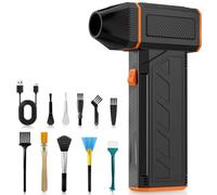 FIVAVA Souffleur Air Comprimé,150000 TR/Min 3 Vitesses Mini Souffleur Dépoussiéreur Électrique avec Kit de Brosses de Nettoyage pour Le Nettoyage de Canapé,Voiture, Maison et Clavier