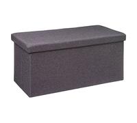 Five - 2 en 1 Pouf Pliant Double et Coffre de Rangement Gris foncé 76 x 37.5 cm