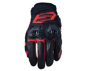 Five 830110 Gants de Moto Sport Courts, SF3, Protection 1KP Souplesse Ventilation, Noir & Rouge, S
