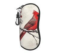 Five Birds Are On The Snowy Branch Étui à lunettes en néoprène souple avec fermeture éclair durable et portable pour homme et femme