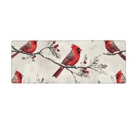 Five Birds Are On The Snowy Branch Tapis de souris avec base en caoutchouc antidérapant étendue avec bords cousus Grand tapis de souris pour gaming PC de bureau 30 x 80 cm