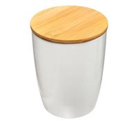 Five Bocal en céramique + bambou couleur blanche 1,5 l | D 13,5 x H 17,5 cm