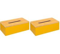 Five - Boîte à Mouchoirs en Bois Jaune Moutarde (Lot de 2)