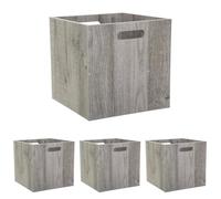 Five - Boîte de Rangement en Bois Gris 31 x 31 cm (Lot de 4)