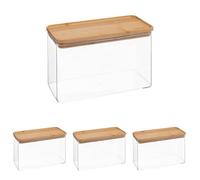 FIVE Boîte de Rangement rectangulaire en polystyrène 2 l, Transparent, 20,4x14x10,4 (Lot de 4)