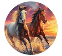 Five Chevals 1000 Pièces Puzzle Circulaire Puzzle Adulte pour Enfants Puzzle Familial Jeu D'Intelligence Décoration pour Enfants Cadeau 1000pcs (67.5x67.5cm)