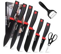 FIVE COWS Set de Couteaux de Cuisine-8 Pièces, Ensembles de Couteaux de Cuisine, Acier inoxydable, avec Lot Compris Couteau Chef, Santoku, Hachoir, Office et Legume, Cuisine Equipee Complete