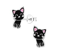 FIVE-D Boucles d'oreilles pour enfant en argent 925 avec petit chat dans un étui à bijoux, Onesize, Argent sterling, Pas de gemme