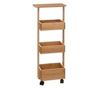 Five - Desserte roulante de Salle de Bain 4 Niveaux en Bambou H 85.5 cm