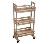 Five - Desserte sur Roues en Bois de Paulownia Esprit Cagette H 82 cm